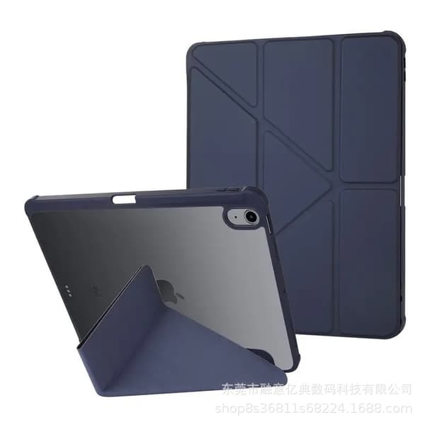 Stilfuldt etui til iPad 13-tommer Pro M4 2024 Mørkeblå Foldbart Fuld Rem