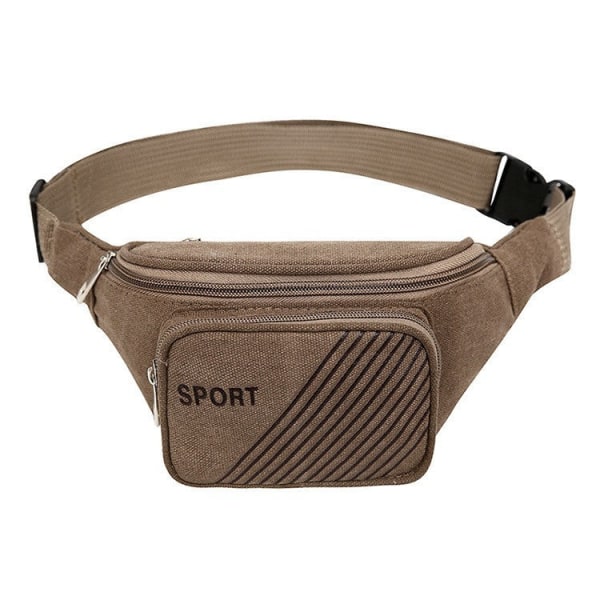 Fanny Pack Running Belt Waist Bag Organizer Canvas Multifunction Khaki