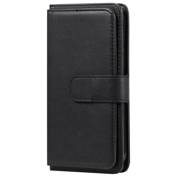 Etui til iPhone16Plus 10 kort læder etui sort multifunktionel pung
