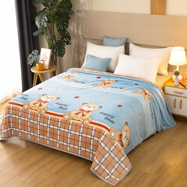 Flanelltrykt pledd Aircondition pledd Coral Fleece pledd Sjal Blund pledd pledd Blue bottom bear 150x200cm