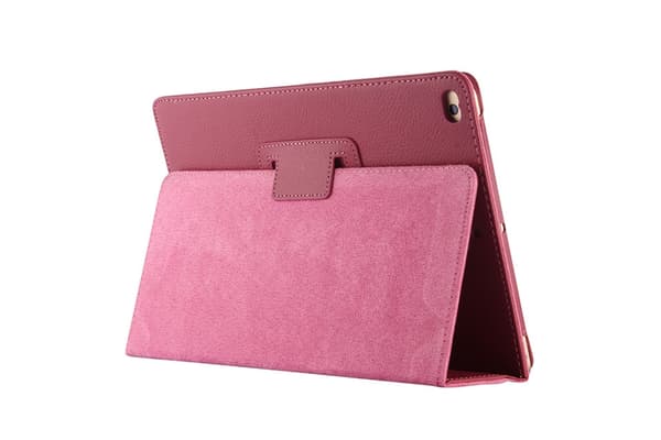 Fodral för iPad 2015/2017 Pro 12.9\" Rosaröd Lychee Textur Vikbart Läder