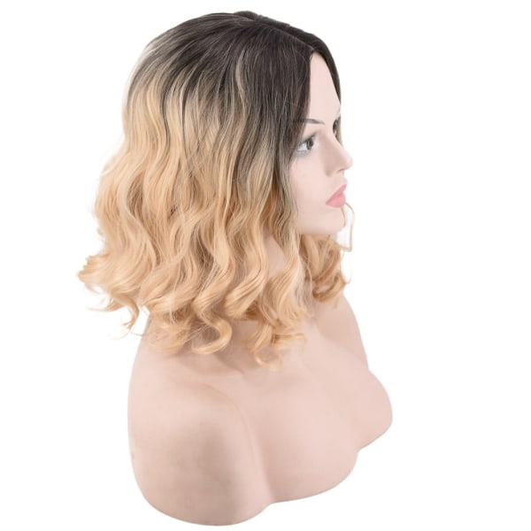 Kvinner parykk Middels langt krøllete hår Big Wave Gradient Color W389