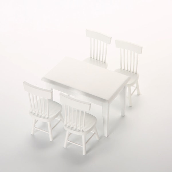 Miniatyrmöbler Leksak Doll House Gör-det-själv dekoration Tillbehör Mini 1:12 bambu set White table and chair set