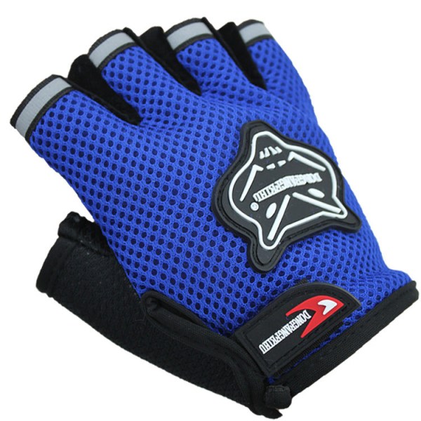 Kvinner Menn Sykkelhansker Mesh Half Finger Fox Head Sykkelhansker Blue Average Size