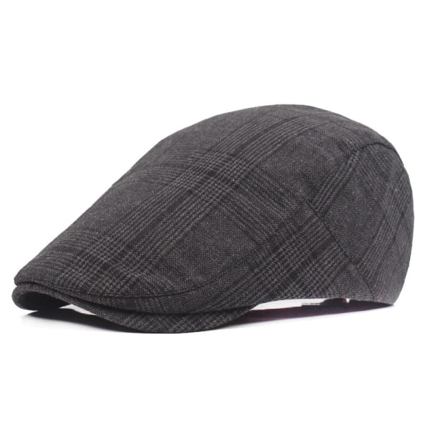 Barettihattu ruudullinen baretti miesten cap Taiteellinen nuorten kuuma Ale Baretti naisten casual aurinkohattu Black Adjustable