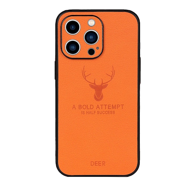 Deksel til iPhone 15 Plus oransje hjortehode hodebunnsmønster full anti-fall