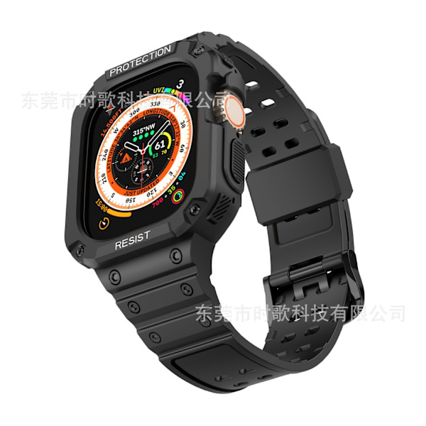 Urrem til Apple Watch iWatch 42/44/45mm universal enkeltknappet sort + sort knap