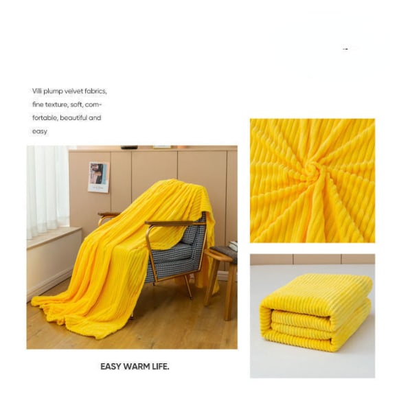 Tunt cover Filt Flanell Coral Fleece Barnfilt Student Sovsal Tupplur Luftkonditionering Soffa Filt Lemon yellow 120*200cm