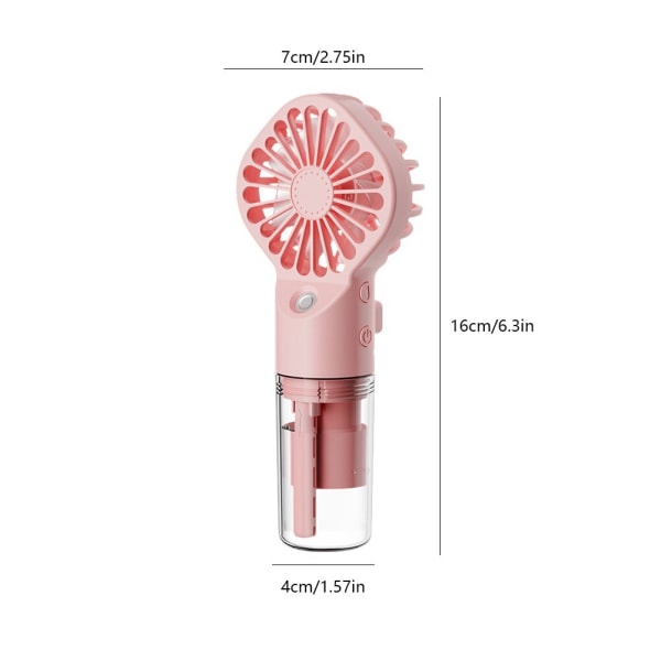 Håndholdt lille luftkøler USB genopladelig bærbar kølespray luftfugter blæser 4 hastighed befugtning Pink