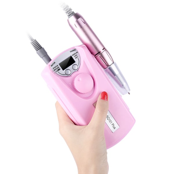 Bærbar mini elektrisk penn oppladbar neglepoleringsmaskin neglelakkfjerner Pink