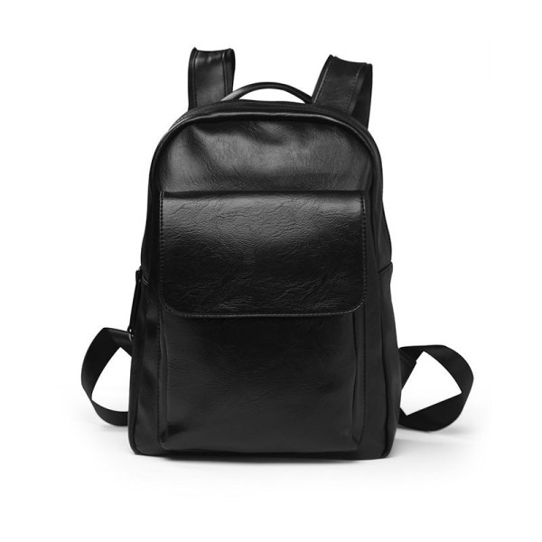 Uusi trendikäs miesten laukku yksinkertainen reppu korealaistyylinen nahkainen Business Trends -reppu Black