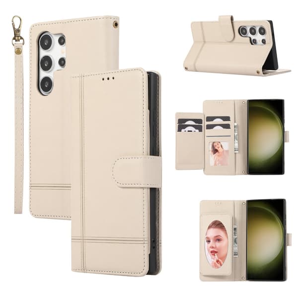 Fodral för iPhone 13pro max vit handrem solid multi kort mode plånbok multi funktion ca