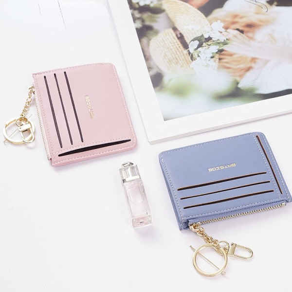 Kvinnors plånbok myntväska Kort mini japansk och koreansk stil Enkel multi-kort-fack Mode liten korthållare Polar Blue