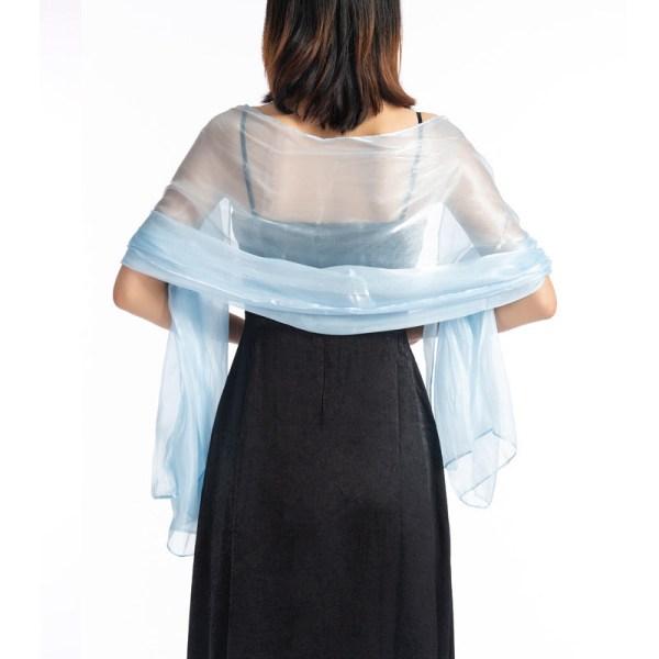 Enfärgad sjal för kvinnor 2022 vår och höst Light Blue 135-175CM