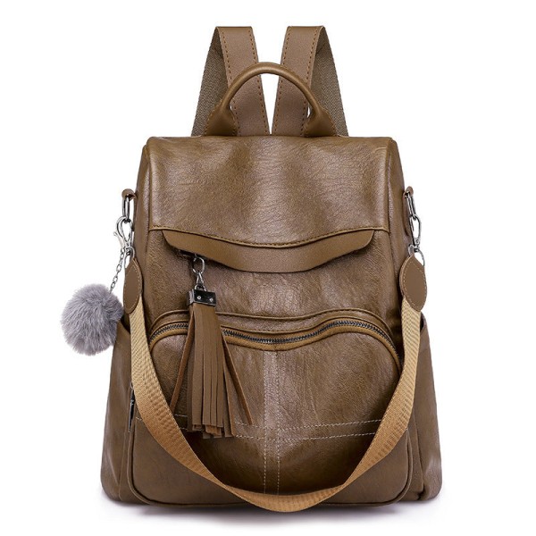 Kvinnor tjej ryggsäck axelväska skolväska Mjukt läder Stöldskydd Pu Outdoor Travel Bag Casual Brown