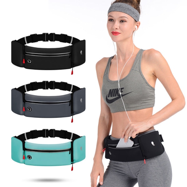 Fanny Pack Løbebælte Taljetaske Organizer Fashion Stor kapacitet vandflaske Black Equipped with kettle