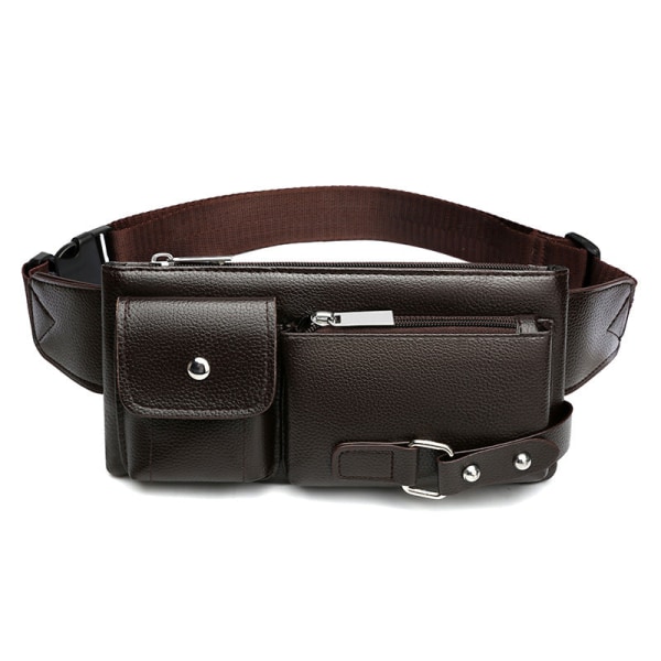 Belteveske for menn Myntveske Messenger Bag Student Mottaksveske for utendørssport Large Brown