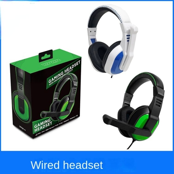 Til PS5 Headset med ledning til Switch/PS4/PC/Xbox justerbar mikrofon White and Blue