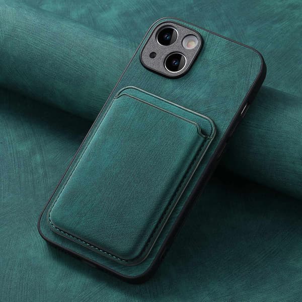 Fodral för iPhone 14 Pro grön magnetisk solid fin hålkorthållare