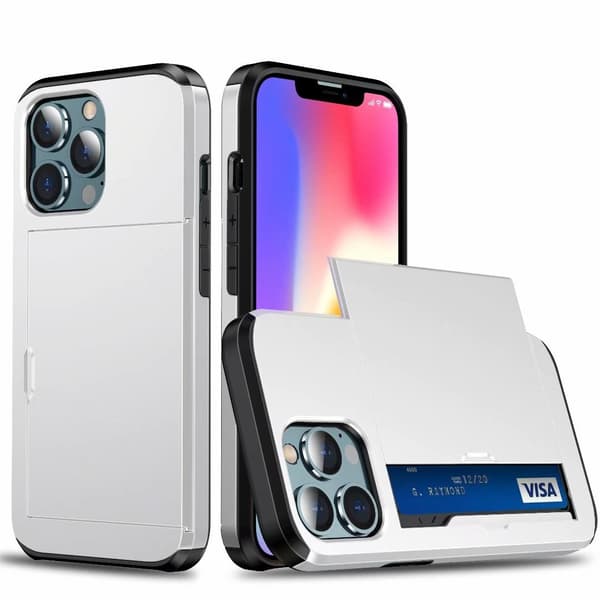 Skal för iPhone 13 vit med skjutbart kortfack