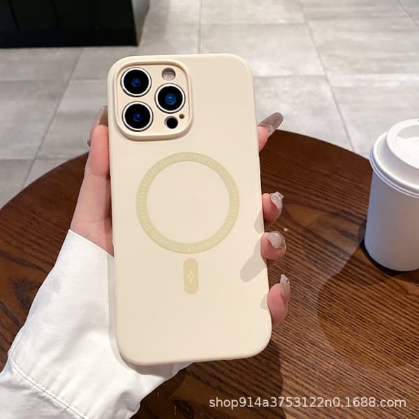 Deksel til iPhone 17PRO Antikk Hvit Magnetisk Silikon Ensfarget
