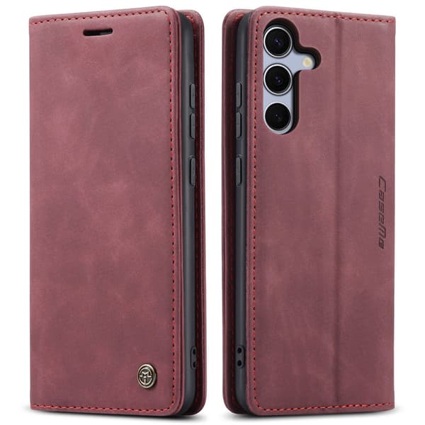Fodral för Samsung A72 röd flip anti-fall kortplats läder