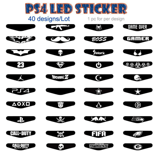 40-i-1 PS4 Håndtag Sticker PS4 Light Stickers PS4 Light Bar Spiltilbehør
