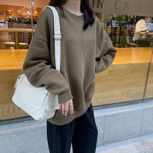 Handväska för kvinnor Canvas Crossbody Japansk och koreansk Harajuku Simple All-Match Student Crossbody Beige