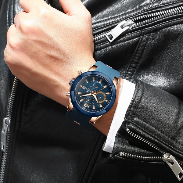 Men Watches Waterproof Sports Men's Watches Chronographe Gift Blue