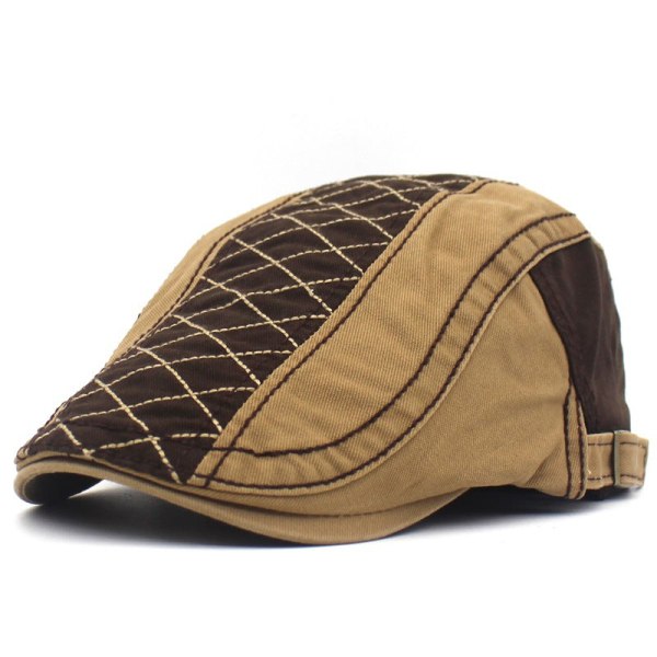 Baret Hat 2022 Forår Sommer Bomuld Broderet Plaid Stitching mode kasket Brown