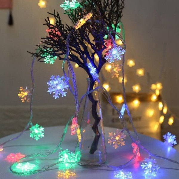 3m 20 LED String Light Snowflake Fairy Lights Garland Heminredning Jul Bröllopsfest Dekoration Festtillbehör utomhus Colorful 3M 20LED