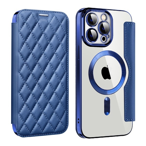 Fodral för iPhone 13 kungsblå [med magnetisk sugfunktion] ins lammskinn diamant fulläder