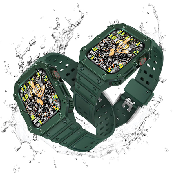 Klockarmband för Apple Watch iWatch Midnattsgrön + grön ram 38/40/41mm
