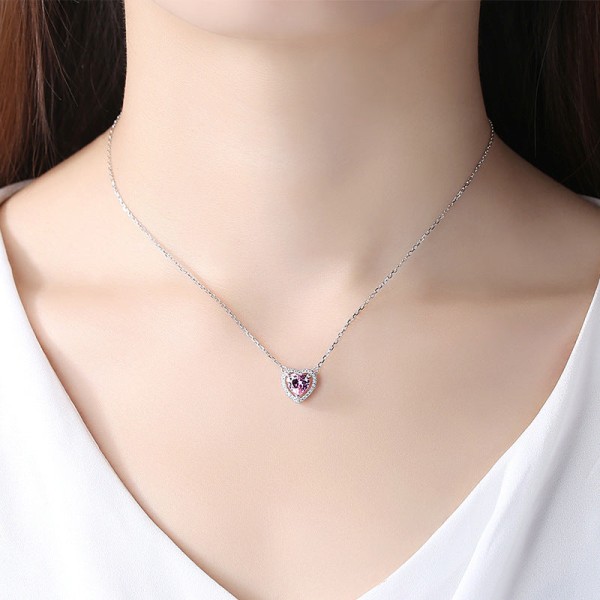 Kvinner Halskjede Kjede Choker Anheng Smykker Jenter Gave S925 Rosa Hjerte Geometrisk Uregelmessig White gold color 925 silver