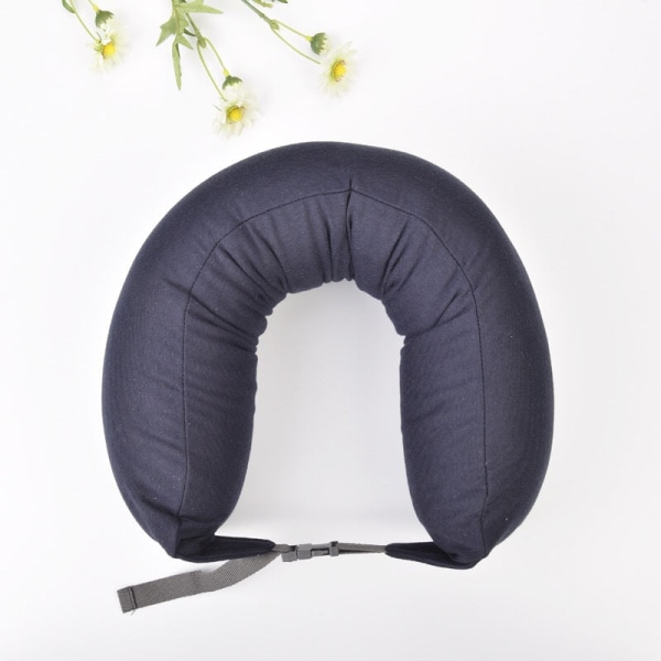 Myk komfortabel reisepute Japansk stil skumpartikler U-formet livmorhalspute Solid dark blue
