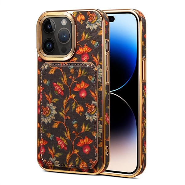 iPhone 15 -kotelo, sisäpuolelta musta, putoamista estävä, korttipaikalla varustettu