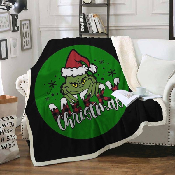 Christmas Grinch Engros Nap Blanket Blanket Sofa Cover Nap Blanket Engros Dark green 130*150CM