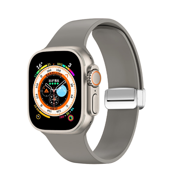 Urrem til Apple Watch iWatch Smooth 38/40/41mm Grå Sølvspænde