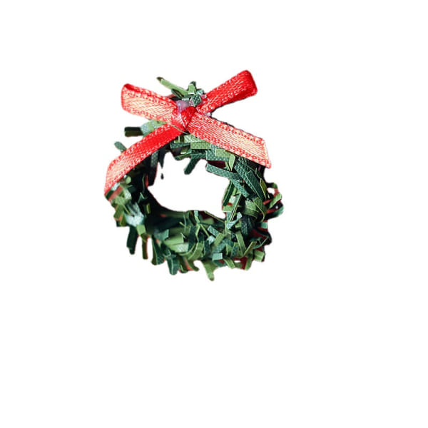 Miniatyrmøbler Leketøy Dukker Hus DIY dekorasjon Tilbehør Mini 1:12 Julekrans Håndlaget Bow grass ring