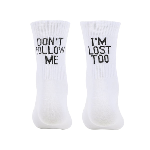 3 Pairs Trendy Printed Adult Men's and Women's Socks Dont Follow Me I AM Lose Too Black