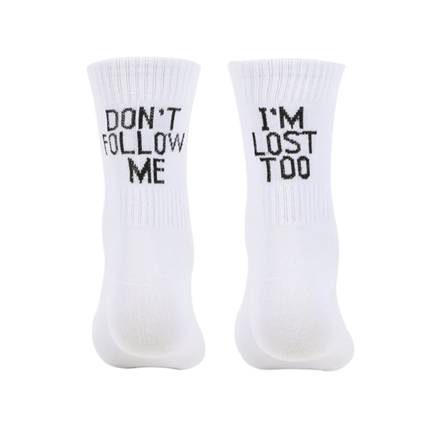 3 par trendy trykte voksne mænds og kvinders sokker Dont Follow Me I AM Lose Too Black