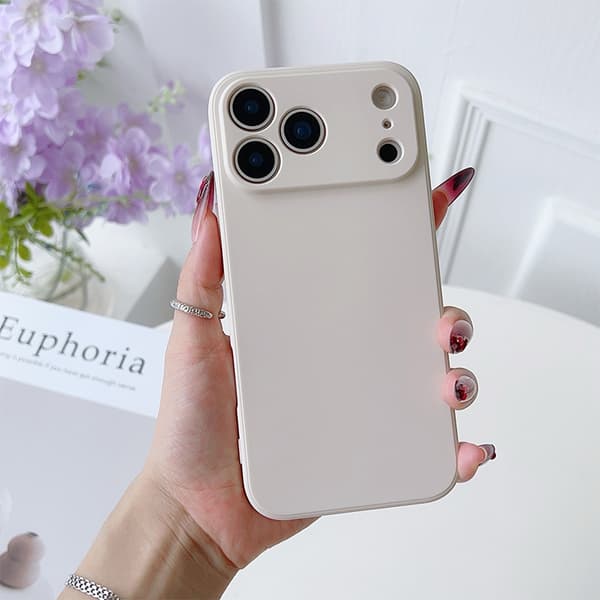 Deksel til iPhone 17 Pro Max Cube Liquid Antikk Hvit Magic Cube Flytende Silikon Full Dekning