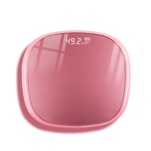 Kroppsviktsvåg Badrum rund hörnplattform Digital High Precision Smart elektronisk laddning Pink Rechargeable