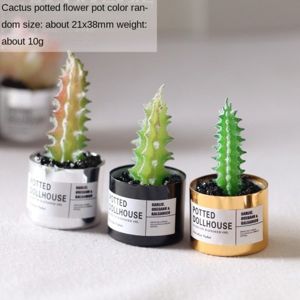 Miniaturemøbler Legetøjsdukkehus gør-det-selv-dekorationstilbehør Mini metal sukkulent potteplante Cactus pot