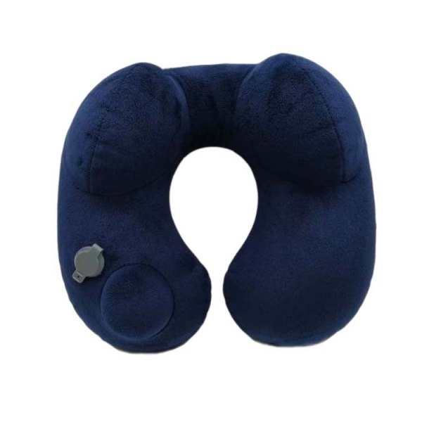 Myk komfortabel reisepute Automatisk pressende oppblåsbar sammenleggbar utendørspute Navy blue 35*30*15cm