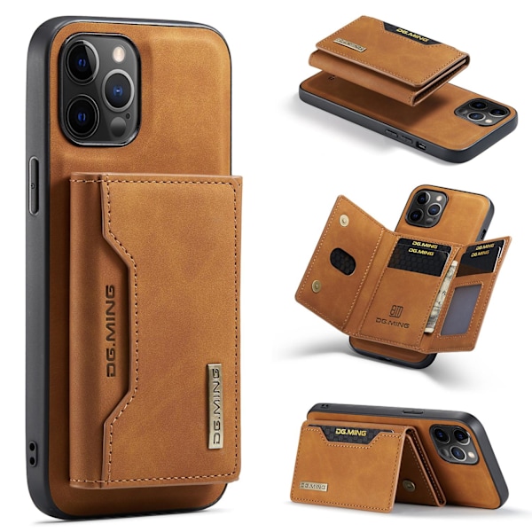 Fodral för iPhone 13 mini 5.4 Khaki multifunktionell delad korthållare retro magnetisk sugpropp