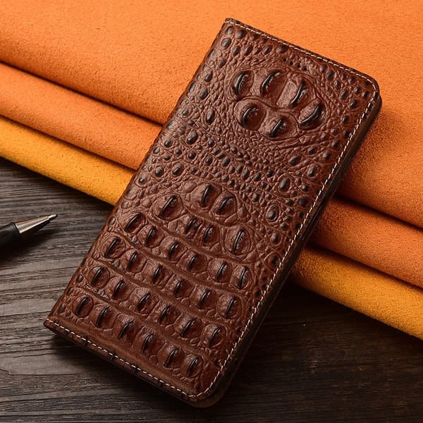 Etui til iPhone 16 Alligator Back Kaffe Læder Flip
