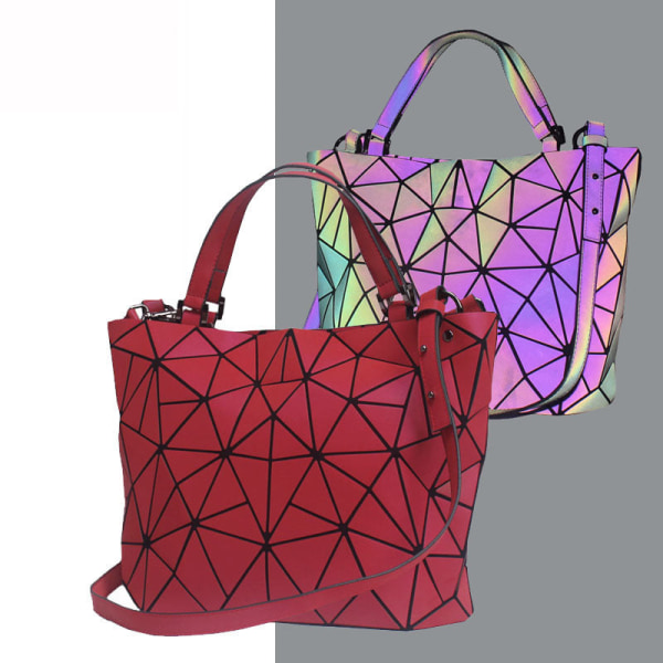 Kvinner Dame Handbag Geometrisk Bag Luminous Bucket Bag Diamond Grid Folding Ordinary luminous