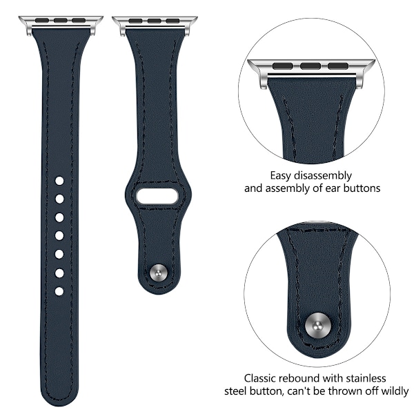 Klockarmband för Apple Watch iWatch 42/44/45/49/46mm stor urtavla Midnattsblå