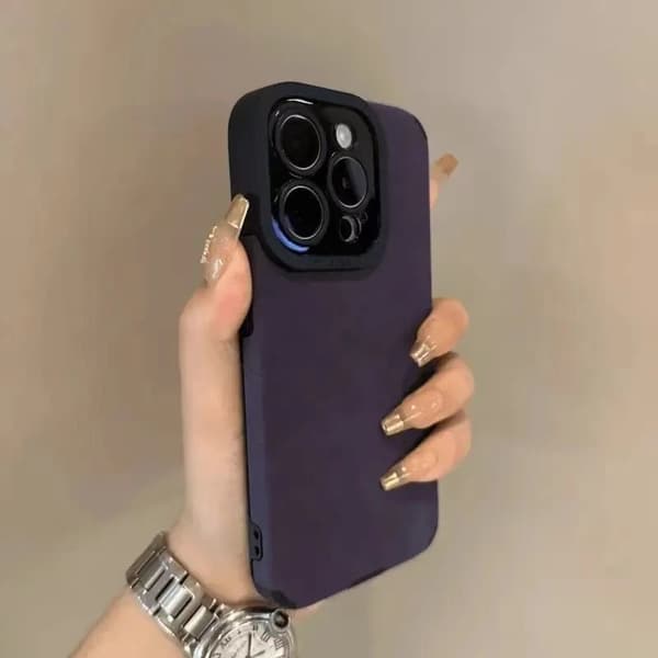 2 stk. Etui til iPhone 17 Mørkelilla Læder